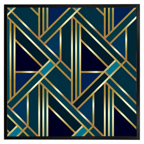 Gold & teal geometric pattern (Picutre Frame) / 24x24" / Oak