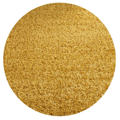 Gold Thick Shaggy Circle Rug - California - 120cm