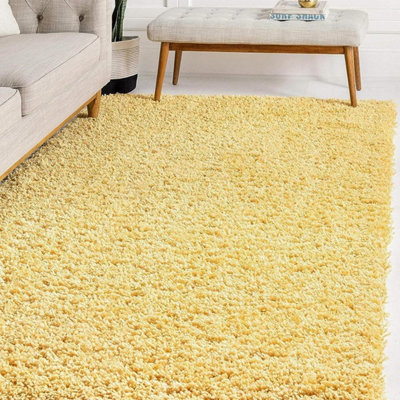 Gold Thick Shaggy Rug - California - 110x160cm