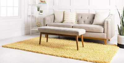 Gold Thick Shaggy Rug - California - 160x230cm (5'4"x7'8")