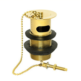 Gold Traditional Luxury Bathroom Sink Basin Waste Plug & Chain Slotted