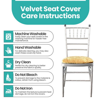 Gold Velvet Chair Seat Pad Cover - Pack of 1