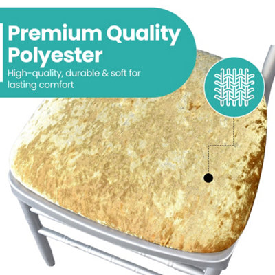 Gold Velvet Chair Seat Pad Cover - Pack of 1