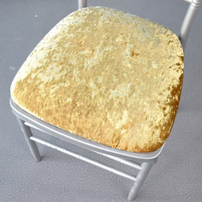 Gold Velvet Chair Seat Pad Covers - Pack of 10