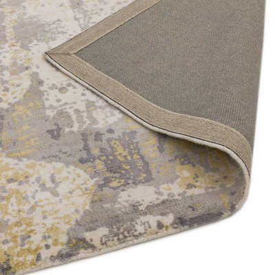 Gold Viscose  Abstract Handmade , Luxurious , Modern Rug for Living Room, Bedroom - 120cm X 170cm
