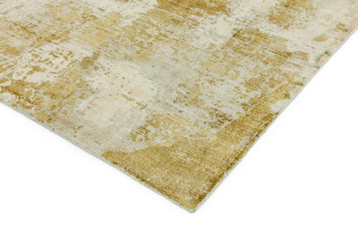 Gold Viscose Easy to clean Abstract Handmade , Luxurious , Modern Rug for Living Room, Bedroom - 160cm X 230cm
