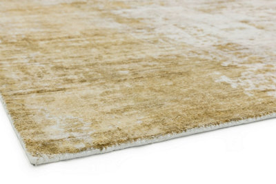 Gold Viscose Easy to clean Abstract Handmade , Luxurious , Modern Rug for Living Room, Bedroom - 160cm X 230cm