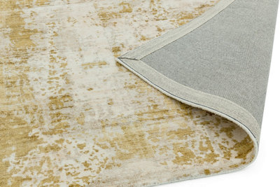 Gold Viscose Easy to clean Abstract Handmade , Luxurious , Modern Rug for Living Room, Bedroom - 160cm X 230cm
