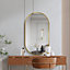 Gold Wall Mounted Oval Bathroom Framed Mirror W 400 x H 700 mm