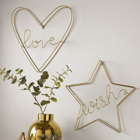 Gold Wish Star Metal Typography Wall Art