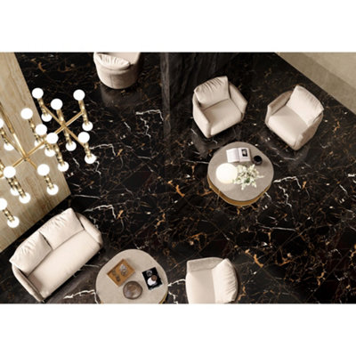 Golden Bordeaux Polished 600mm x 1200mm Rectified Porcelain Wall & Floor Tiles (Pack of 2 w/ Coverage of 1.44m2)