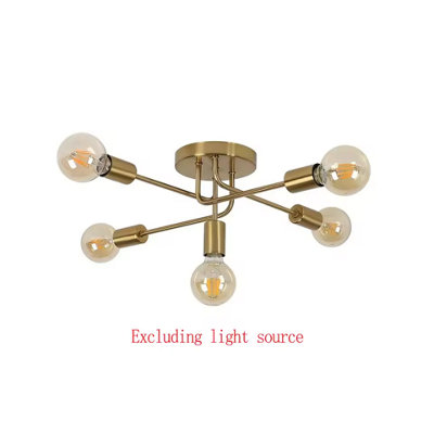 Golden Branch 5 Light Chandelier , Retro E27 Metal Ceiling Light for Home and Bar