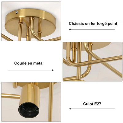 Golden Branch 5 Light Chandelier , Retro E27 Metal Ceiling Light for Home and Bar