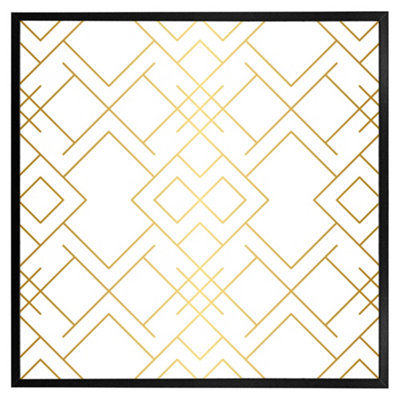 Golden geo pattern (Picutre Frame) / 20x20" / Black