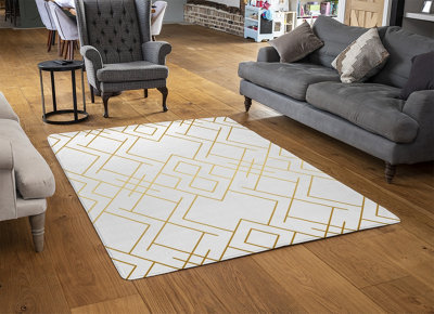 Golden Geo Pattern Special Soft Home Rug