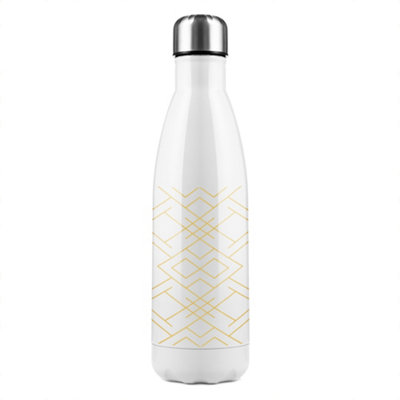 Golden Geo Pattern Stainless Steel Bottle Designer Style