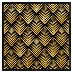 Golden geometric flower pattern (Picutre Frame) / 12x12" / White