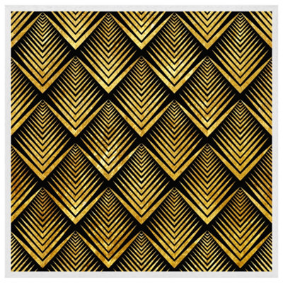 Golden geometric flower pattern (Picutre Frame) / 16x16" / Grey