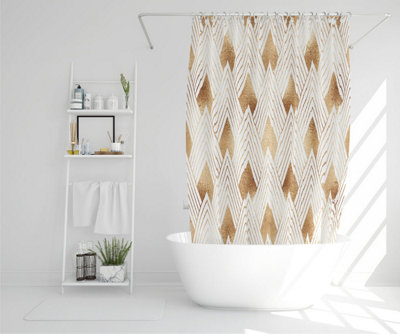 Golden geometric shapes (Shower Curtain) / Default Title Price Comparisons | Compare The Build