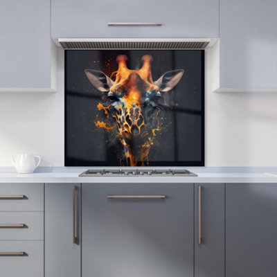 Golden Giraffe Face Splashart Premium Glass Kitchen Splashback W700mm x H650mm