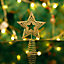 Golden Glitter Metal Christmas Tree Topper Xmas Star Treetop Ornaments Home Party Decor