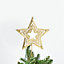 Golden Glitter Metal Christmas Tree Topper Xmas Star Treetop Ornaments Home Party Decor