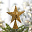 Golden Glittered Wrought Iron Christmas Tree Topper Xmas Star Ornament Home Decor 30x40cm