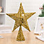Golden Glittered Wrought Iron Christmas Tree Topper Xmas Star Ornament Home Decor 30x40cm
