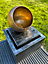Golden Globe Box Light Water Feature with LED Lights - Solar Powered 29x29x40cm