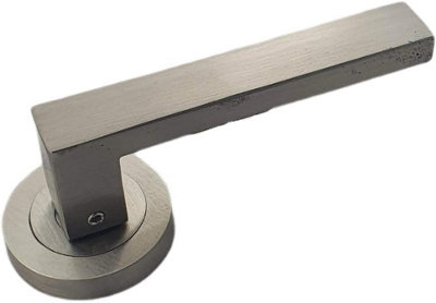 Golden Grace 1 Pair of Delta Door Handles On Round Rose in Satin Steel Finish