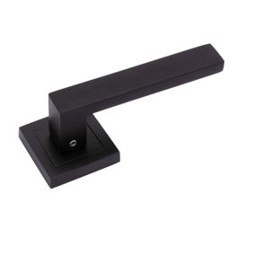 Golden Grace 1 Pair of Delta Door Handles On Square Rose in Stunning Matte Black Finish Complete with Fixing Screws