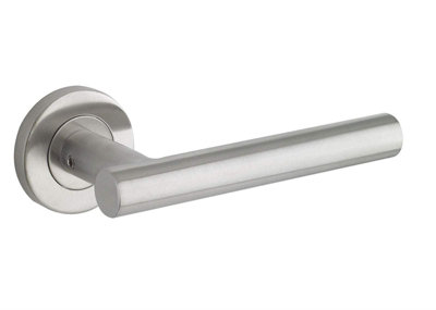 Golden Grace 1 Pair of Straight T-Bar Door Handles Brushed Steel Finish