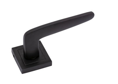 Golden Grace 1 Pair of Venus Door Handles On Square Rose in Stunning Matte Black Finish Complete with Fixing Screws