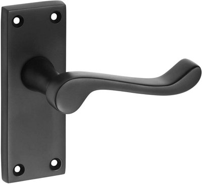 Golden Grace 1 Pair of Victorian Scroll Matt Black Lever Latch Door Handles