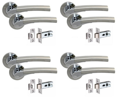 5 Set's Door Lever Handle Packs Internal C/w Latch Hinges Dual