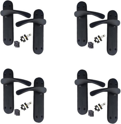 Golden Grace 4 Sets of Astrid Door Handles On Backplate Matt Black with Hinges and Latches