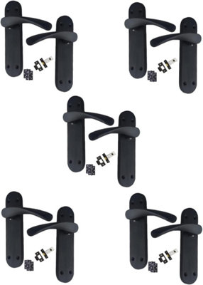 Golden Grace 5 Sets of Astrid Door Handles On Backplate Matt Black with Hinges and Latches