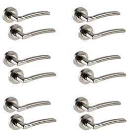 Golden Grace 6 Pairs Indiana Style Dual Finish Chrome Door Handles on Rose Lever Latch 64mm - GG606SSK
