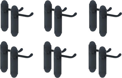 Golden Grace 6 Pairs of Epsom Style Victorian Shaped Door Lever Latch Premium Door Handle Matt Black Finish