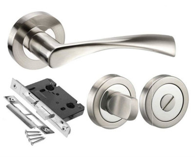 Golden Grace Astrid Dual Chrome Door Handles on Rose Pack for Bathrooms