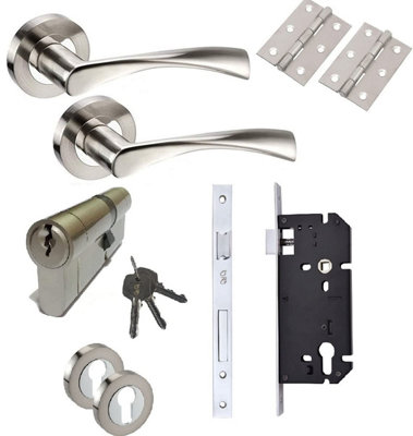 Golden Grace Astrid Dual Chrome Euro Profile Lock Door Pack, 3 Keys, 70mm Barrel