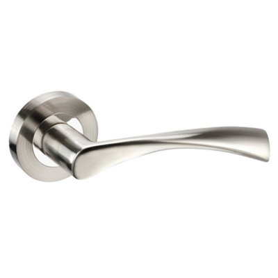Golden Grace Astrid Dual Finish Chrome Door Handles On Rose - Polished/Satin Nickel