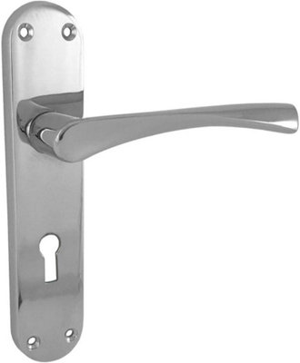 Golden Grace Astrid Lever Lock Door Handles On Backplate Polished Chrome Finish