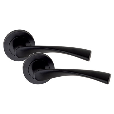 Golden Grace Astrid Twist Design Matt Black Finish Door Handles On Rose