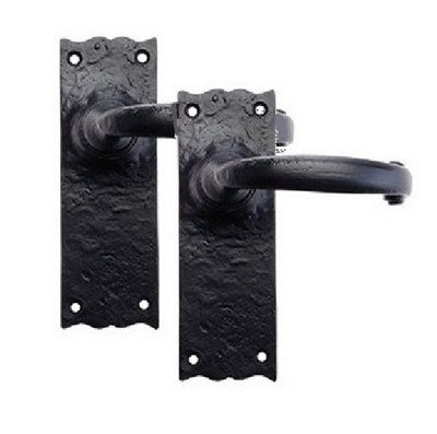 Golden Grace Black Antique Plain Design Latch Handle, Internal Door Handles Sets 150mm x 52mm (1 Pair)