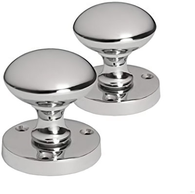Golden Grace Chrome Mortice Sprung Door Knob Set Pack Pair