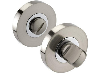 Golden Grace Dual Chrome/Satin Nickel Turn & Release for Bathroom Lock - Thumb Twist