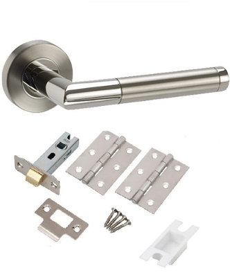 Golden Grace Duo Finish Chrome Mitred Door Handles, 1 Set with Hinges and Latch GG606SSK