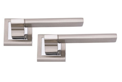 Golden Grace Duo Finished Chrome Aztec Door Handles on Square Rose Lever Latch Handle 723SSK