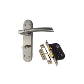Golden Grace Indiana Dual Backplate Door Handles, Polished/Satin Finish, 1 Set with 64mm Mortise Lock
